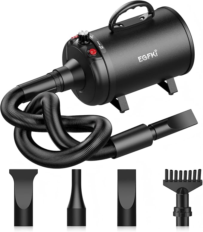 Photo 1 of Dog-Hair-Dryer, 5.2HP/ 3800W High Velocity Pet Blow Dryer with Heater for Grooming, Speed Temperature Adjustable Dog Blower Grooming Dryer with 4 Nozzles
