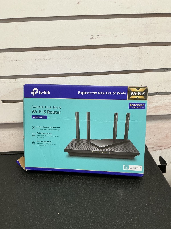 Photo 1 of TP-Link AX1800 WiFi 6 Router V4 (Archer AX21) – Dual Band Wireless Internet, Gigabit, Easy Mesh, Works with Alexa - A Certified for Humans Device