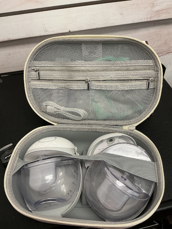 Photo 1 of Momcozy Breast Pump Hands Free Mobile Style | M6, Wearable Breastfeeding Pump Ideal Rhythm for More Milk, DoubleFit Flange More Fit & Discreet with 3 Modes & 9 Levels, 24mm - 2 Pack Quill Gray