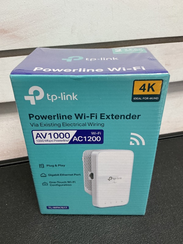 Photo 1 of TP-Link Powerline WiFi Extender TL-WPA7617 - AC1200 Dual Band Powerline Network Extender, Gigabit Port, Passthrough, OneMesh, Ethernet Over Power, Add-on Unit