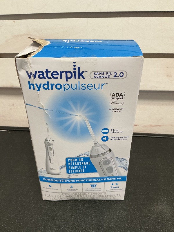 Photo 1 of Waterpik Cordless Advanced 2.0 Water Flosser For Teeth, Gums, Braces, Dental Care With Travel Bag and 4 Tips, ADA Accepted, Rechargeable, Portable, and Waterproof, White WP-580, Packaging May Vary