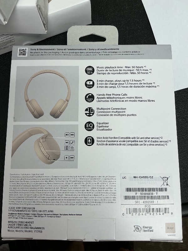 Photo 1 of Sony WH-CH520 Wireless Headphones Bluetooth On-Ear Headset with Microphone, Cappuccino