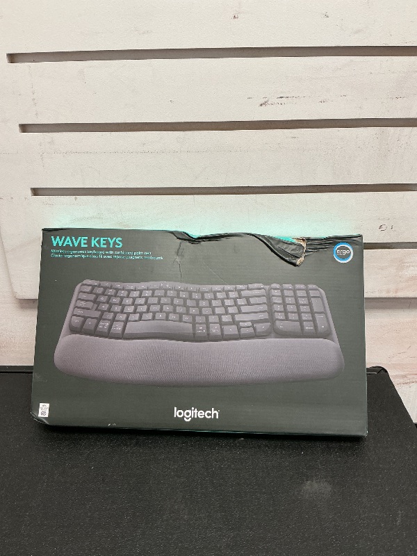 Photo 1 of Logitech Wave Keys Wireless Ergonomic Keyboard with Cushioned Palm Rest, Comfortable Natural Typing, Easy-Switch, Bluetooth, Logi Bolt Receiver, for Multi-OS, Windows/Mac - Graphite