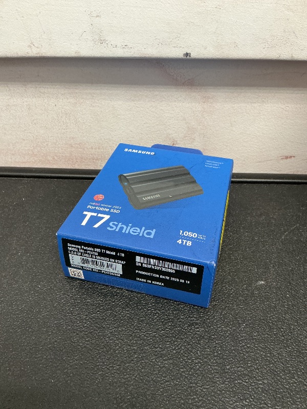 Photo 1 of SAMSUNG T7 Shield 4TB Portable SSD - 1050MB/s, Rugged, Water & Dust Resistant, for Content Creators - Black