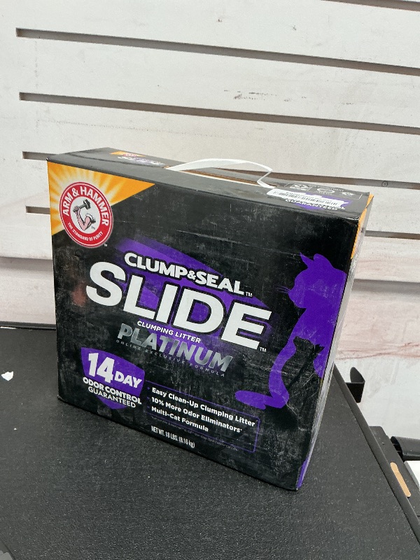 Photo 1 of ARM & HAMMER Clump & Seal SLIDE Platinum Multi-Cat Clumping Litter, Easy Clean, Superior Odor Control, 18 Lbs