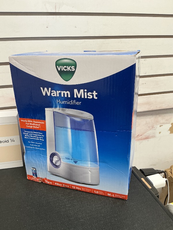 Photo 1 of Vicks Warm Mist Humidifier - Air Humidifier for Bedroom, Home & Large Room, Baby, Kids and Adults Soothing Steam Vaporizer for Cough, Congestion, Allergies & Dry Air, VapoSteam Compatible