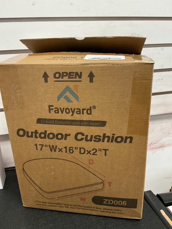 Photo 1 of Favoyard Outdoor Chair Cushions 17"x16"x2" Set of 4 Waterproof Seat Cushion for Patio Furniture with 3-Year Fade Resistant Removable Cover Attach Straps Hidden Zipper Round Corner for Yard Garden