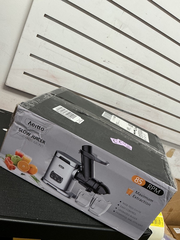 Photo 1 of Aeitto Cold Press Juicer Machines, 3.6 Inch Wide Chute, Large Capacity, High Juice Yield, 2 Masticating Juicer Modes, Easy to Clean Slow Juicer for Vegetable and Fruit, Silver