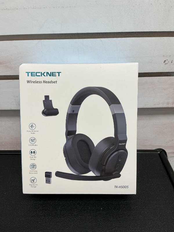 Photo 1 of TECKNET Bluetooth Trucker Headset, Single and Dual Ear Wireless Headset with Mic for Work Noise Cancelling, 50Hrs 3 EQ Music Modes Trucker Bluetooth Headphones for PC, Drivers, Office, Call Center