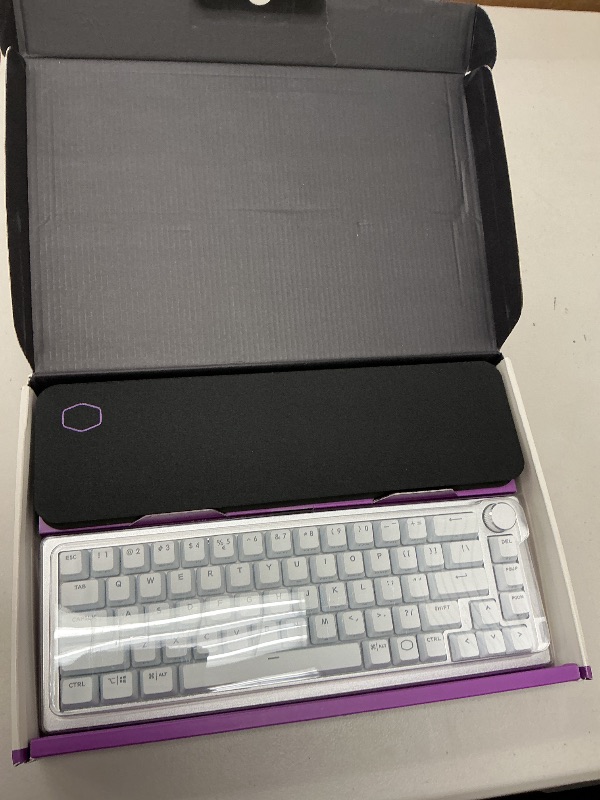 Photo 1 of Cooler Master CK721 65% Hybrid Wireless 2.4GHz/Bluetooth Silver/White Mechanical Gaming Keyboard, Tactile Brown Switches, Customizable RGB, Ergonomic Design, 3-Way Dial, QWERTY (CK-721-SKTM1-US)