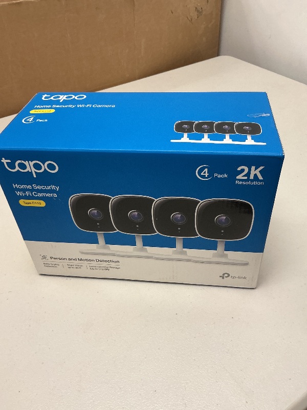 Photo 1 of TP-Link Tapo 2K Security Camera for Baby Monitor, Dog Camera w/Motion Detection, 2-Way Audio Siren, Night Vision, Cloud & SD Card Storage, Works w/Alexa & Google Home, 4-Pack (Tapo C110P4)