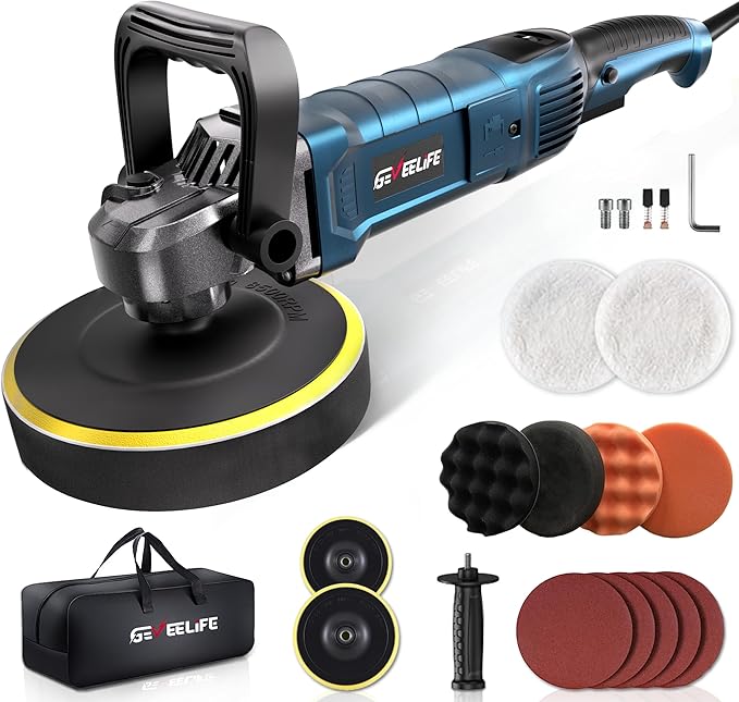 Photo 1 of Buffer Polisher, 6 Inch/7 Inch 1600W Rotary Car Buffer Polisher Waxer, 7 Variable Speed 1000-3500 RPM, Detachable Handle for Car, Boat Sanding, Polishing, Waxing
