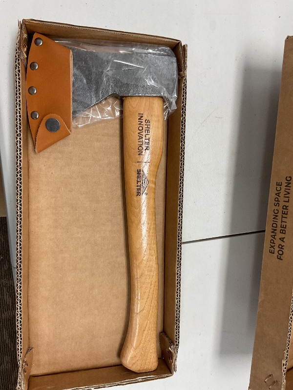 Photo 1 of Camping Hatchet 15 Inch, Camping Axe for Firewood Splitting and Kindling, Small Chopping Hand Axe Hatchet for Bushcraft, Forged Steel Blade Tool, Survival Tool of Camping Gear