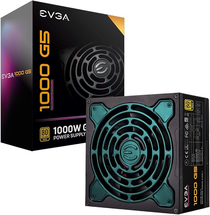 Photo 1 of EVGA 1000 G5, 80 Plus Gold 1000W, Fully Modular, ECO Mode with Fdb Fan, 100% Japanese Capacitors, 10 Year Warranty, Compact 150mm Size, Power Supply 220-G5-1000-X1