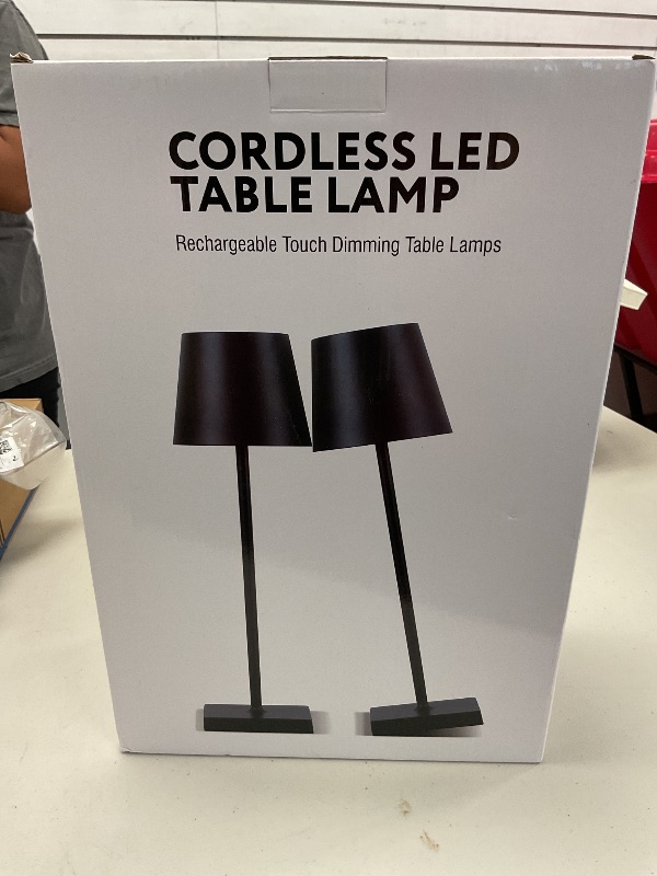 Photo 1 of 2Pack Cordless Table Lamp, 5200mAh Battery Operated Portable LED Desk Lamps Aluminum Shell 3 Color Stepless Dimming Up Night Light for Coffee Table/Restaurant/Bedroom/Bars/Outdoor Party(Sliver)