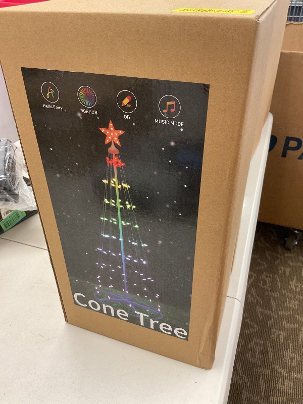 Photo 1 of Minetom 7.5 Ft Smart Christmas Cone Tree, 130 C6 LED Lights with Star Topper, Music Sync, App & Remote Control, DIY Lighting, Timer, Waterproof for Indoor/Outdoor Decorations