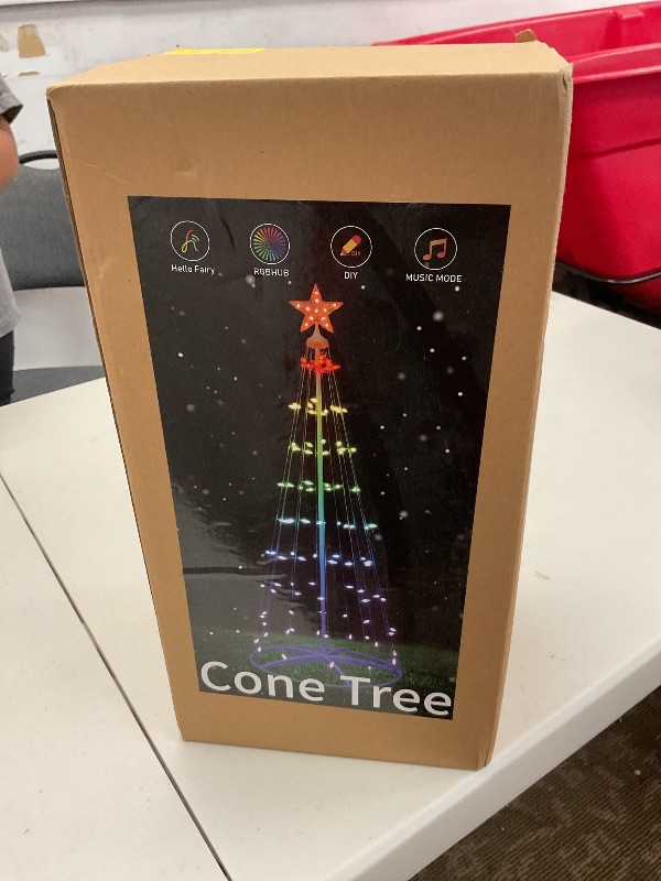 Photo 1 of Minetom 7.5 Ft Smart Christmas Cone Tree, 130 C6 LED Lights with Star Topper, Music Sync, App & Remote Control, DIY Lighting, Timer, Waterproof for Indoor/Outdoor Decorations