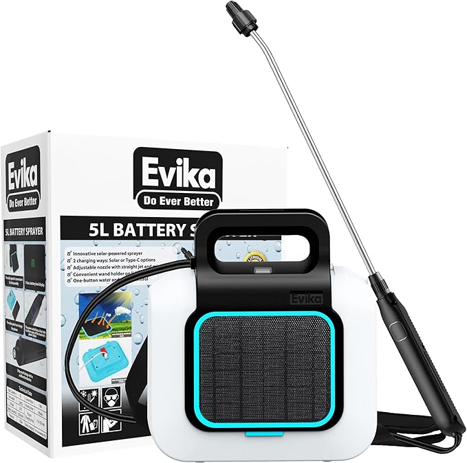 Photo 1 of 1.32Gallon Solar Powered Sprayer, Electric with Adjustable Nozzle, Battery Powererd Pressure Sprayer, Electric Weed Sprayer for Mist Plants, Weed Home Cleaning, Garden and Yard, 5L