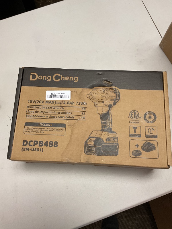 Photo 1 of Dong Cheng 20V Brushless Impact Wrench, High Torque 360 ft-lbs, 1/2" with 3 Mode Speed, 2 * 4.0Ah Battery and Charger, Cordless Power Impact Gun for Car Tires, Includes 4 Impact Sockets and Kit Bag