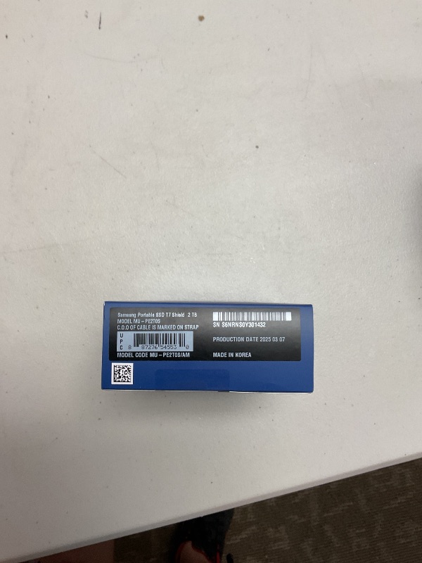 Photo 1 of Samsung T7 Shield 2TB, Portable SSD, up-to 1050MB/s, USB 3.2 Gen2, Rugged,IP65 Water & Dust Resistant, for Photographers, Content Creators and Gaming, Extenal Solid State Drive (MU-PE2T0S/AM), Black