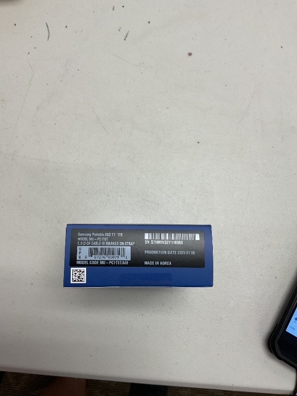 Photo 1 of Samsung T7 Portable SSD, 1TB External Solid State Drive, Speeds Up to 1,050MB/s, USB 3.2 Gen 2, Reliable Storage for Gaming, Students, Professionals, MU-PC1T0T/AM, Gray