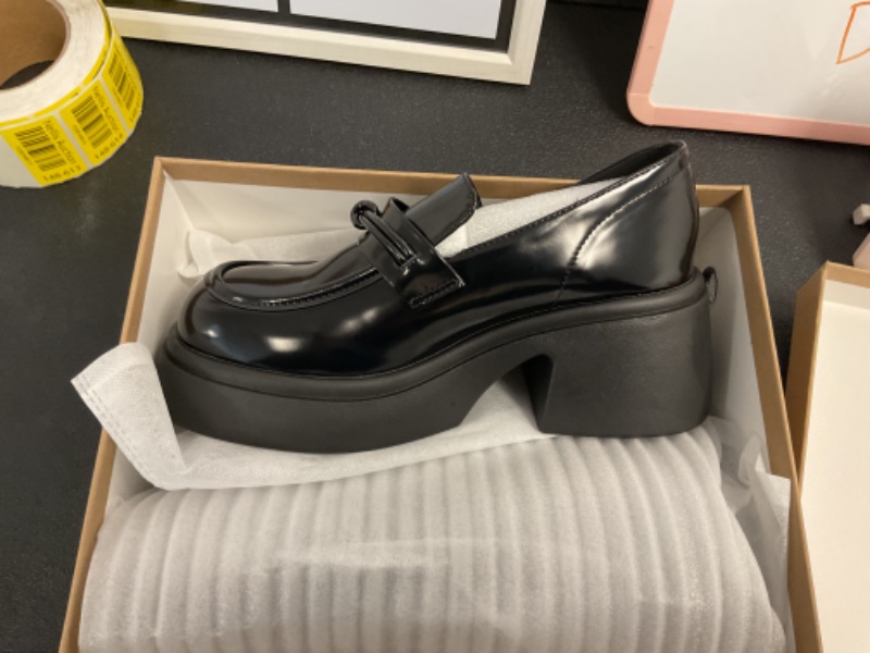 Photo 1 of ALGF Platform Loafers for Women,Womens Loafers Slip-ons Penny Loafers for Women Dressy Business Casual Shoes,Patent Black US 8