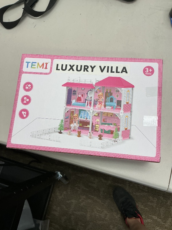Photo 1 of TEMI Villa Toys for 3-8 Years Old Girls - 2 Storeys 4 Rooms Indoor Playset with 2 Dolls, Furniture and Accessories, Pretend Girls Plays, Building Toys, Gifts for Kids 3-5