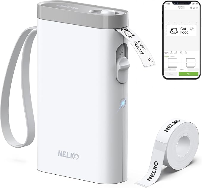 Photo 1 of Nelko Label Maker Machine with Tape, P21 Bluetooth Label Printer, Wireless Mini Label Makers with Multiple Templates for Organizing Office Home, White