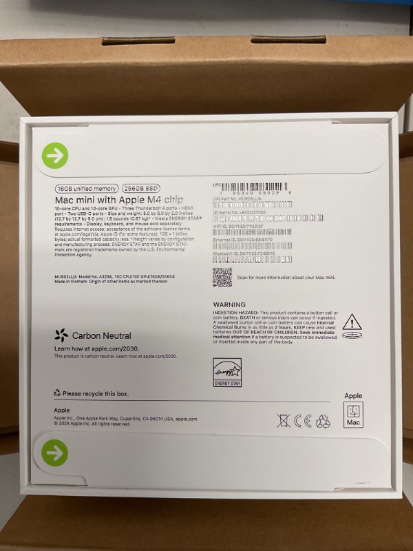 Photo 1 of Apple 2024 Mac mini Desktop Computer with M4 chip with 10?core CPU and 10?core GPU: Built for Apple Intelligence, 16GB Unified Memory, 256GB SSD Storage, Gigabit Ethernet. Works with iPhone/iPad