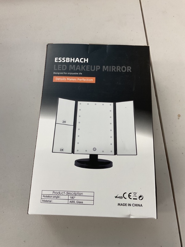 Photo 1 of Essbhach Makeup Mirror with Lights, Vanity Desk Mirror 1/2/3/5X Magnifications, 21 LED Trifold Mirror and Touch Screen, 180 Degree Vanity Mirror, Gift for Women, White