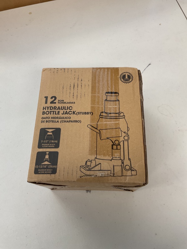 Photo 1 of BIG RED TAM91207A Torin Hydraulic Stubby Low Profile Bottle Jack, 12 Ton (24,000 lb) Capacity, Red
