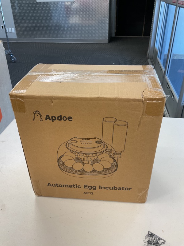 Photo 1 of Egg Incubator with Temperature and Humidity Control, Automatic Egg Turner, Egg Candler, External Water Bottle Refill, Air Vent, 360° Clear View, Hatching Chicken Duck Quail Bird, APDOE HatchPro 12