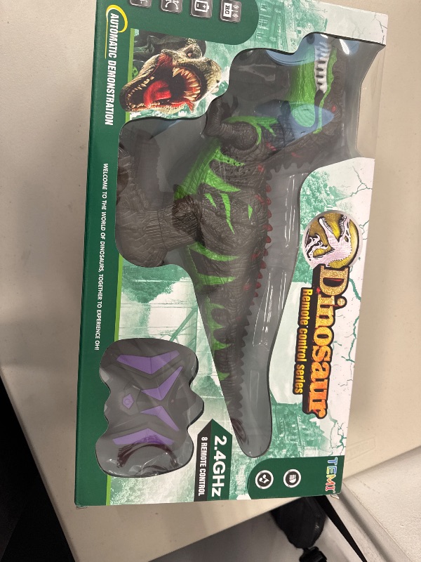 Photo 1 of TEMI Remote Control Dinosaur Toys for Boys 3 4 5 6 7 8 Years, Electrical Stunt RC Walking Dinosaur Toy with Light and Sound, Rechargeable Battery, 360° Rotating, Birthday Toys for Kids
