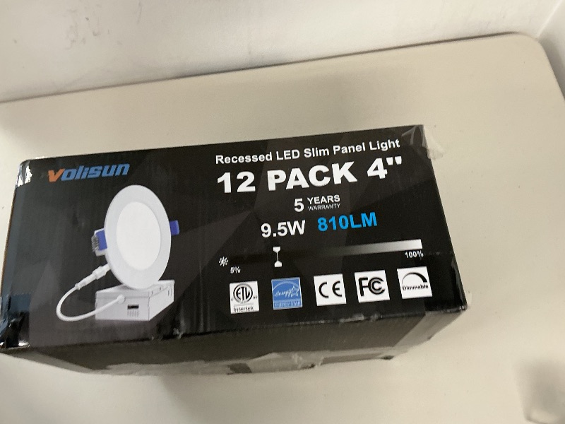 Photo 1 of VOLISUN 12 Pack 4 inch Recessed Lighting, 5CCT LED Recessed Light with Junction Box, 2700K-5000K Selectable, 9.5W Eqv 80W, 810LM Dimmable Canless Wafer Downlight, LED Ceiling Light ETL Certificated