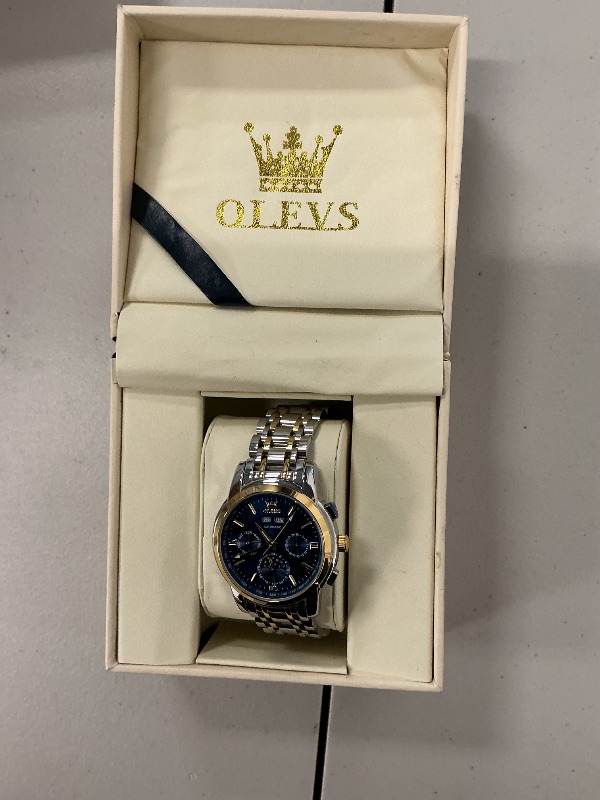 Photo 1 of OLEVS Self Winding Watches for Men Blue Automatic Mechanical Luxury Wrist Watch Stainless Steel Waterproof Moon Phase Luminous