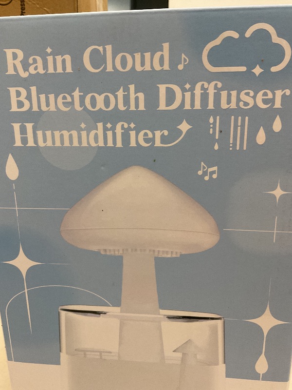 Photo 1 of Rain Cloud Humidifier Water Drip Bluetooth Speaker, Mushroom Aromatherapy Essential Oils Diffuser with 7 LED Night Light - Gloomy Rainfall & Raindrops Relaxing Sound for Deep Sleep in Bedroom (White)