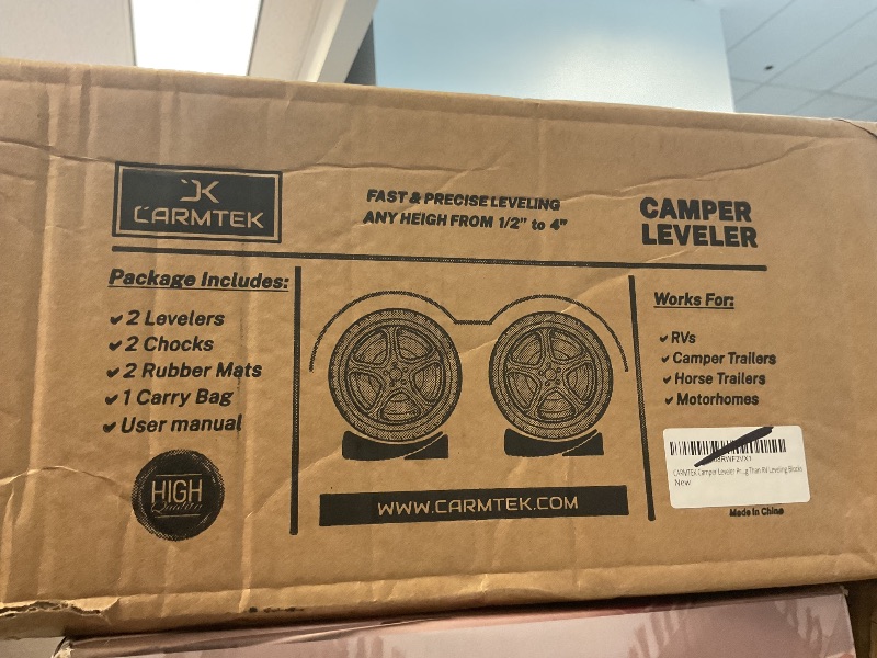 Photo 1 of CARMTEK Camper Leveler Premium Kit - Curved RV Levelers with Camper Wheel Chocks, Rubber Mats and Carry Bag | Faster Camper Leveling Than RV Leveling Blocks