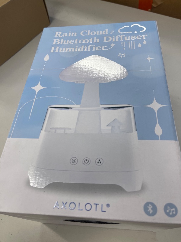 Photo 1 of Rain Cloud Humidifier Water Drip Bluetooth Speaker, Mushroom Aromatherapy Essential Oils Diffuser with 7 LED Night Light - Gloomy Rainfall & Raindrops Relaxing Sound for Deep Sleep in Bedroom (White)