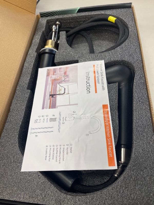 Photo 1 of Pull Down Kitchen Sink Faucet - 2 Functions Kitchen Faucet with Pull Out Sprayer, Single Hole, 1 Handle, Pull Down Faucet for Home, Matte Black (Without Supply Hoses)