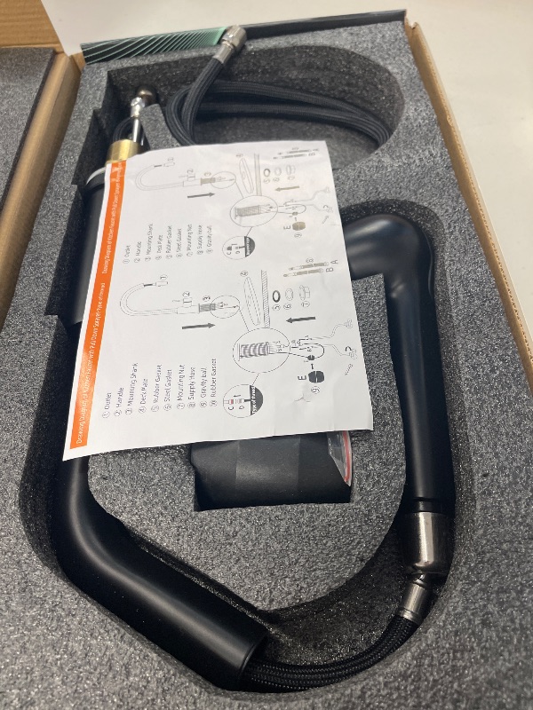 Photo 1 of Pull Down Kitchen Sink Faucet - 2 Functions Kitchen Faucet with Pull Out Sprayer, Single Hole, 1 Handle, Pull Down Faucet for Home, Matte Black (Without Supply Hoses)