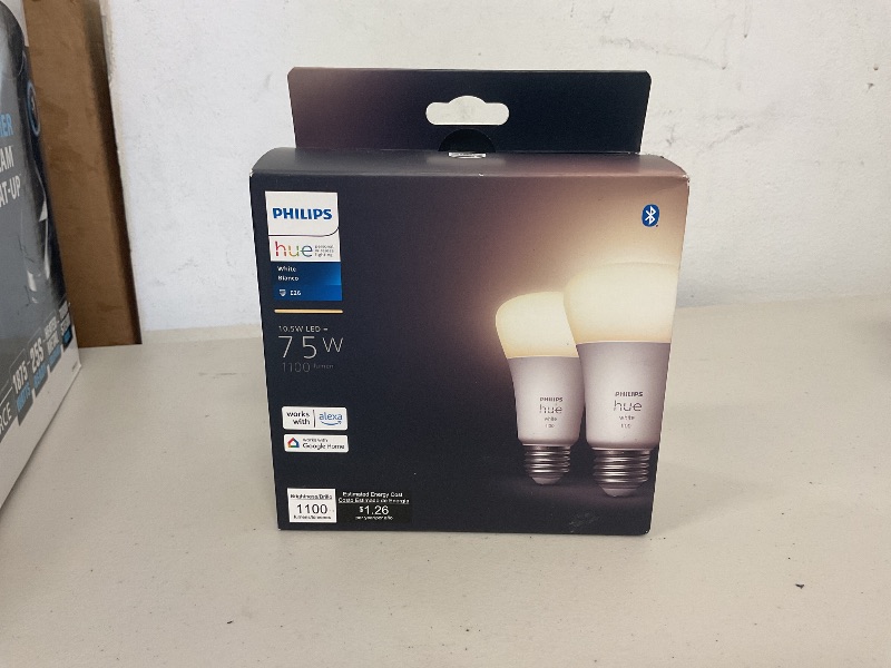 Photo 1 of Philips Hue Smart 75W A19 LED Bulb - Soft Warm White Light - 2 Pack - 1100LM - E26 - Indoor - Control with Hue App - Works with Alexa, Google Assistant and Apple Homekit