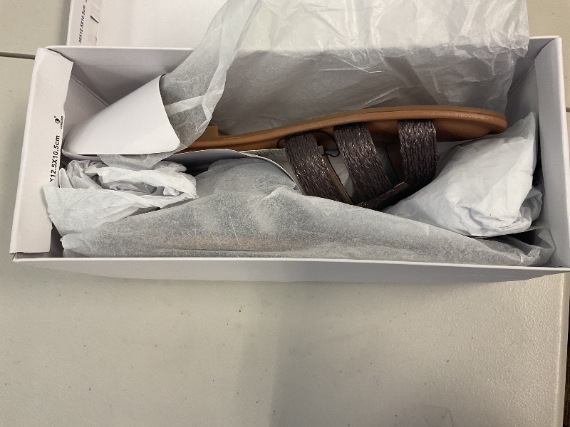 Photo 1 of The Drop Women's Monika Flat H-Band Slide Sandal, Coffee Bean Raffia, 8