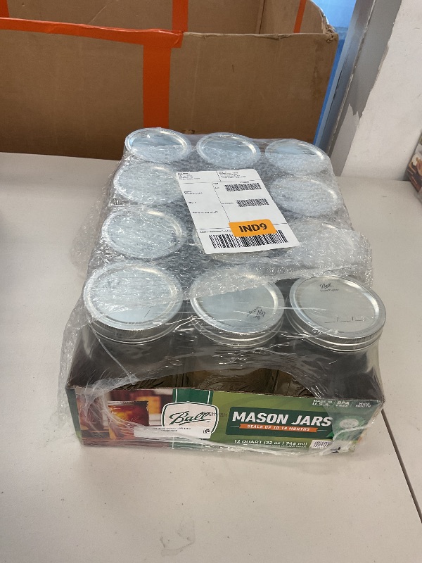 Photo 1 of Ball Mason 32 oz Wide Mouth Jars with Lids and Bands, Set of 12 Jars.
