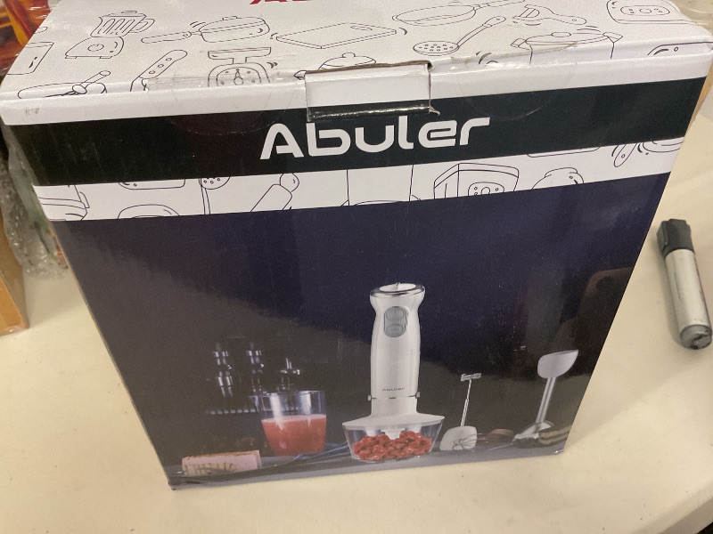 Photo 1 of Immersion Blender 5 in 1 Hand Blender, Abuler 1000W Hand Mixer Stick,12 Speed Handheld Blender 304 Stainless Steel with 600ml Mixing Beaker, 500ml Chopper, Whisk and Milk Frother for Soup, Baby Food