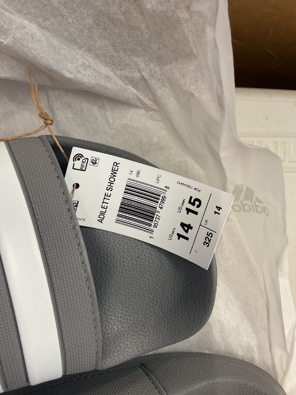 Photo 1 of adidas unisex-adult Shower Slide Grey/White/Grey 14