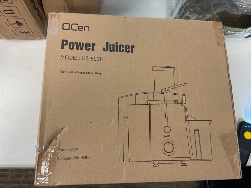 Photo 1 of Qcen Juicer Machine, 800W Centrifugal Juicer Extractor with Wide Mouth 3” Feed Chute for Fruit Vegetable, Easy to Clean, Stainless Steel, BPA-free (Black)