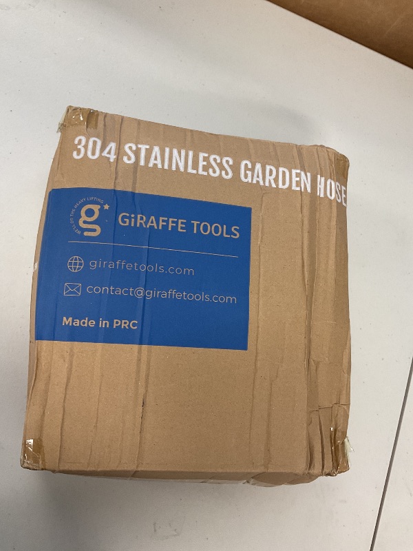 Photo 1 of Giraffe Tools Garden Hose 75ft x 5/8", 304 Stainless Steel Metal Water Hose, No Kink Garden Water Hose with 9 Pattern Spray Nozzle, Flexible, Lightweight, Kink Free Hose for Yard, Outdoor