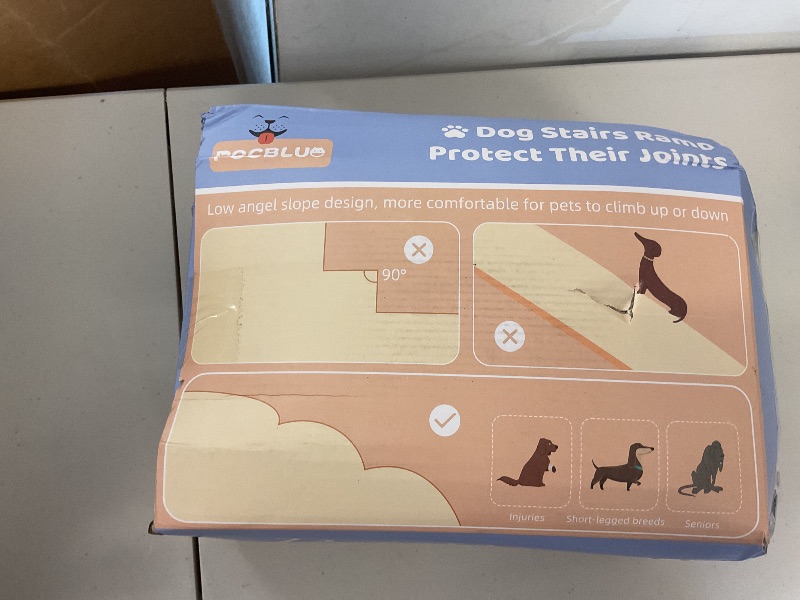 Photo 1 of Dog Stairs for Small Dogs, Curved Pet Step with Leakproof Cover, High Density Foam Cat Ramp for Bed or Sofa, 3 Steps Grey