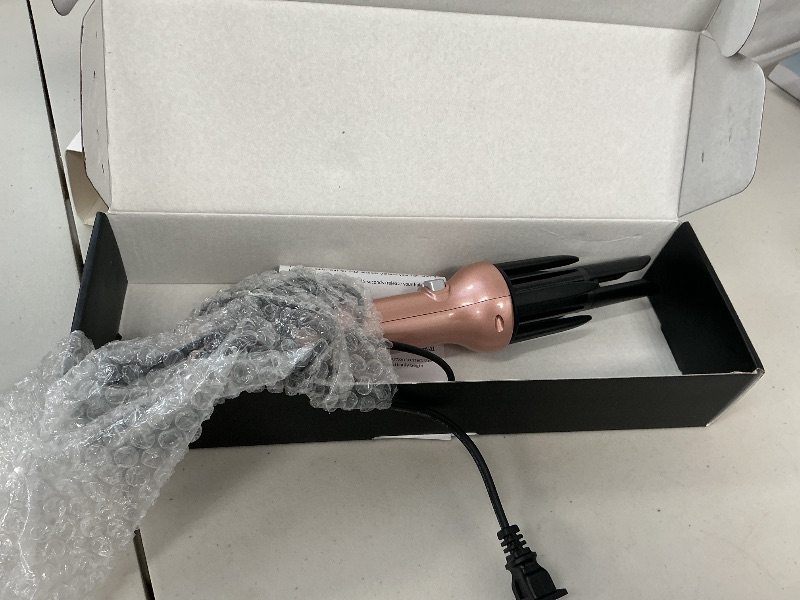 Photo 1 of Automatic Hair Curling Iron for Long Hair Auto Curler Ceramic Self Rotating Curling Wand Spinning Spiral Curling Wand Professional 360 Rotating Styling Wand Gifts for Women 1.1 Inch Pink