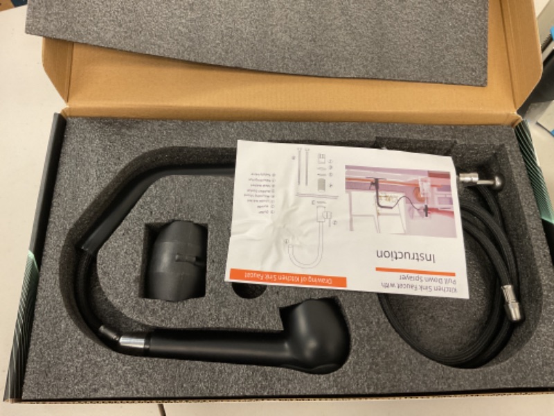 Photo 1 of Pull Down Kitchen Sink Faucet - 2 Functions Kitchen Faucet with Pull Out Sprayer, Single Hole, 1 Handle, Pull Down Faucet for Home, Matte Black (Without Supply Hoses)